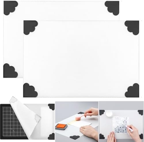 CYFUN DESIGN 2PCS Non-Stick Craft Mat for Card Making Stamping Ink Blending 15.75x10.24in Heat Resistant Media Surface Mat Use for Glass Media Mat Stamping Platform with Weighted Reinforced Corners