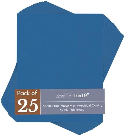 Royal Blue 15x19 Uncut Premium Mat Board - No Opening - 25 Mats