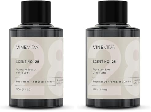 VINEVIDA 4oz Coffee Latte Fragrance Oil for Candle & Soap Making - USA Made Scents (Pack of 2)