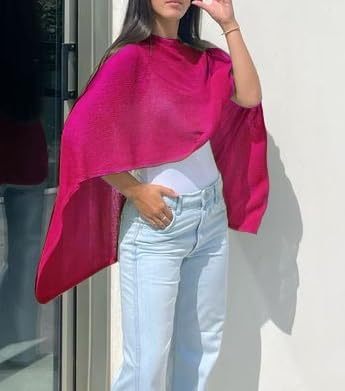 Women Sheer Poncho Shawl Top Lightweight Knit Pullover Beach Cover Up Tops