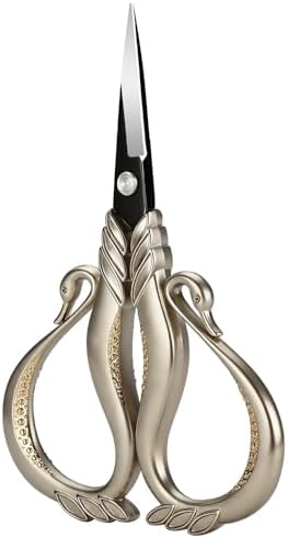 Vintage Swan Embroidery Scissors, Sharp Small Craft Scissors for Thread Cutting, Sewing, DIY Art Craft, Needlework Supplies (Silver)