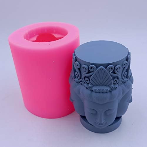 Four-Face Buddha Design Silicone Candle Mold 3D Buddha Candle Mould Decorating Silicone Molds for Resin Epoxy Gypsum Crafts Making