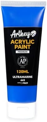 Artkey Acrylic Paint - Ultramarine (120 ml/4.06 oz) Tubes, Rich & Vibrant Pigments, Professional Artists Acrylic Paints - Art Supplies for Canvas Wood Rock Clay Fabric Ceramics Art Crafts Painting