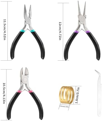 3Pcs Jewelry Making Tools Pliers Kit,Needle Nose/Round Nose Pliers/Diagonal