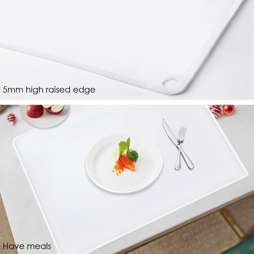 Standard Translucent Baking Mats for Kitchen Counter-Food Grade Kids Dinner Table Placemat Craft Mat Non-Slip Countertop Protector Mat with Raised Edges for Air Fryer(1Pack 23.6'' x 15.7'')