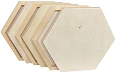 Unfinished Wooden Panels for Painting, Blank Wood Hexagon Framed Boards for Crafting Art Pouring (10x11.6 in, 6 Pack)