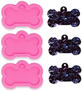 3pc Dog Bones for Pet Dog Tag Necklace Resin Crafting Silicone Mold Crafts Epoxy Resin Art Diy with 10PC Key Ring(DY0061+DY0061+DY0061)