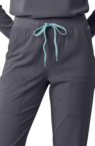 Med Couture Luma Jogger Scrub Pants for Women with Rib Knit Waistband