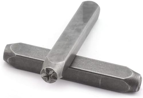 HJTOOK 2pcs Star+Heart Shape Metal Stamping Tool 6mm Electroplated Hard Carbon Steel Tools for Stamping Metal, Jewelry, Leather, Wood
