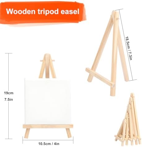 Yiksonyo 60 Pack 7 Inch Wooden Easel, Tabletop Wood Easels, Small Wooden Easel for Painting, Art, and Crafts