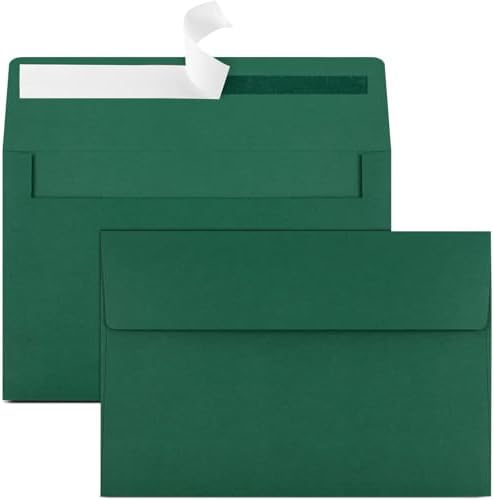 65 Packs 4x6 Envelopes A4 for Invitations, Printable Envelope Self Seal For Weddings, Invitations, Photos, Greeting Cards, Mailing (Dark Green)