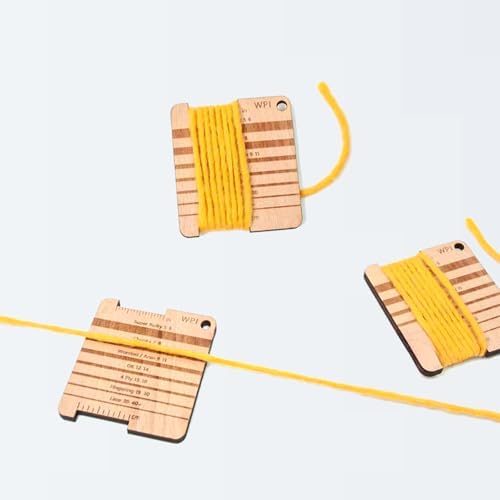 3 Pcs Wood Knitting Guage Rulers with Yarn Cutter, 3 Style Square Knitting Tool, Crochet Hook & Knitting Needle Gauge & Knitting Rule, Sewing Rulers for Art Sewing Knitting Crafts