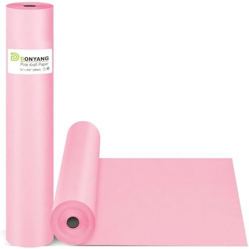 Pink Wrapping Paper 15"x450", Bulletin Board Craft Decorative Paper Roll
