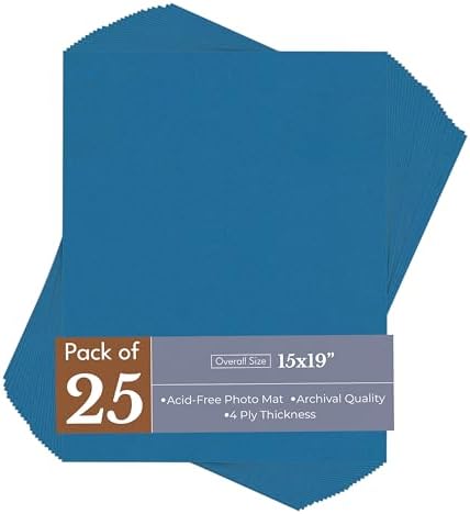 Blue 15x19 Uncut Premium Mat Board - No Opening - 25 Mats