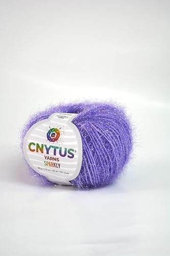 Sparkly Eyelash Fantasy Knitting Yarn | Metallic Lurex Nylon Short Eyelash Yarn | 50g (1.76oz) |140m(155 Yards) | Shiny Crochet Thread for Amigurumi & Decorative Projects (1, Lilac)