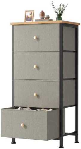 Sweetcrispy Dresser for Bedroom, 4 Drawer Storage Cabinet, Tall Nightstand