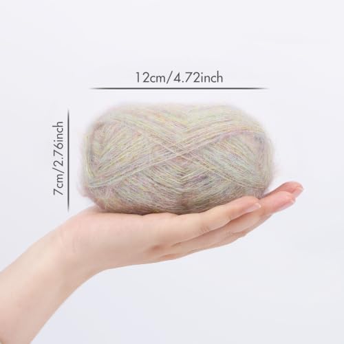 NICEEC 2 Skeins Long Pile Mohair Yarn 2.82oz/788yds - Dream