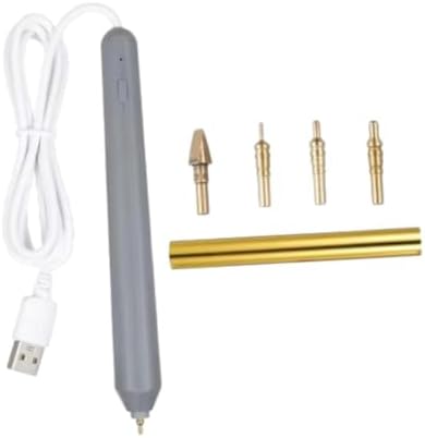 Fancyes USB Heat Foil Pen with 4 Size Tips DC5V Multipurpose 6.14x0.71 Hot Embossing Stamping Pen Scrapbooking Tool Kit for Drawing