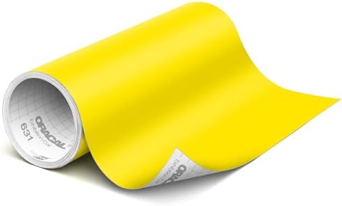 ORACAL 631 Matte Brimstone Yellow Vinyl Durable Roll Easy to Weed Permanent Adhesive Craft Vinyl for Plotting Machines, Decals & DIY Projects 12” x 15ft + Transfer Tape 12" x 24"