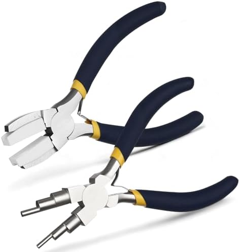 Mudder 2 Pcs Jewelry Making Tool 6 in 1 Bail Making Plier,Blue and Yellow