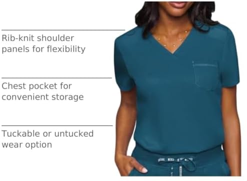 Med Couture Touch Women's Scrub Tops V-Neck Tuck-in Top with 1 Pocket