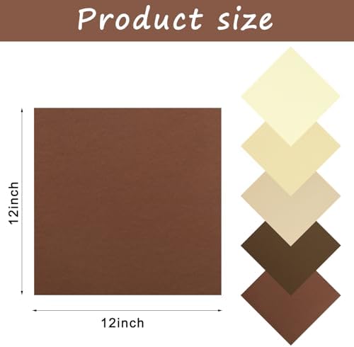 Whaline 50 Sheets 12 x 12 Inch Assorted Brown Colored Card Stock Paper 5 Earth Tones Colors Solid Core Scrapbook Paper for DIY Boho Arts Crafts Making Supplies, 65Lb
