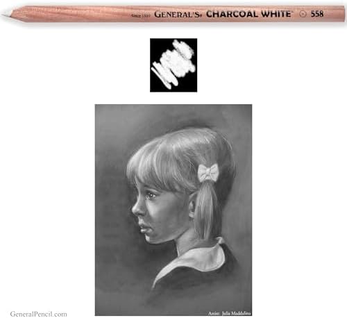 General's Non-Toxic Top Quality Charcoal Pencil, White, Pack of 12