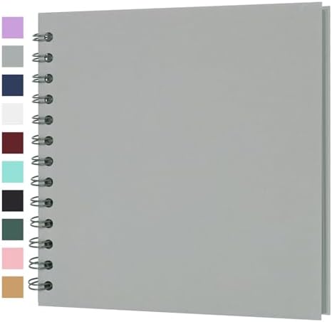 Scrapbook Album 7x7 Inches 40 Pages Hardcover Kraft Paper Grey