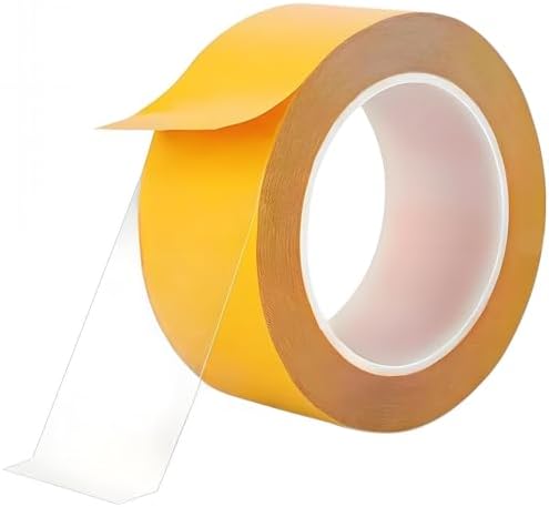 Ultra-Thin Clear Double Sided Tape Heavy Duty 2-Inch x 50 Feet Two Sides Strong Stick Mounting Adhesive Tape for Arts & Crafts, Fix Carpet, Women Clothes, Woodworking, Anti Cat Scratch, Sewing Project