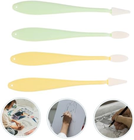 jojofuny 4pcs Sketch Drawing Tool Set with Sponge Wipers and Blending Stumps for Artists Lightweight Easy to Use Includes Replacement Heads for Enhanced Paper Art Techniques