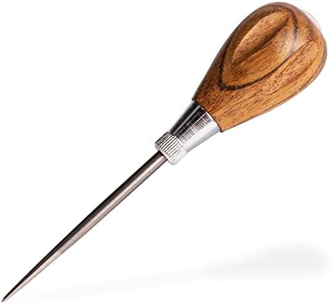 General Tools Scratch Awl Tool with Hardwood Handle - Scribe, Layout Work, & Piercing Wood - Alloy Steel Blade