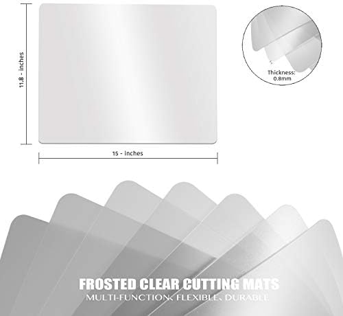 Fotouzy Flexible Plastic Cutting Boards for Kitchen, 4 Frosted Clear Cutting Mats 15 x 12 In, BPA-Free, Non-Porous, and Dishwasher Safe, Set of 4