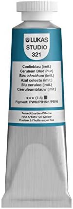 Lukas Studio Artist Oil Color Paints - High-pigment oil paint made with natural binder for artist, painting, & more! - [Cerulean Blue Hue - 37 mL]