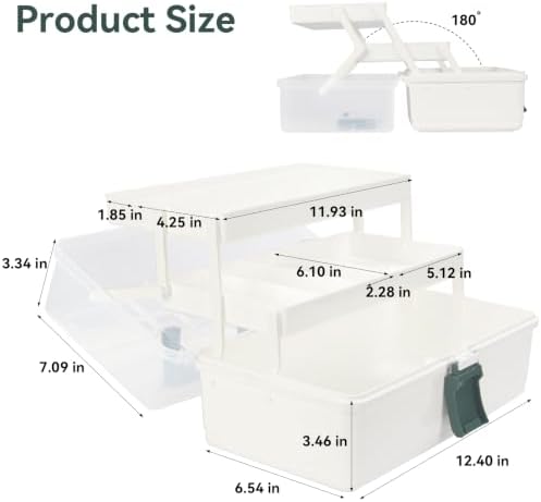 WEWLINE 13-Inch Art Box Organizer 3-Layer Craft Storage Organizer Sewing Kit Box with Handle Art Bin for Home,School,Office,Travel