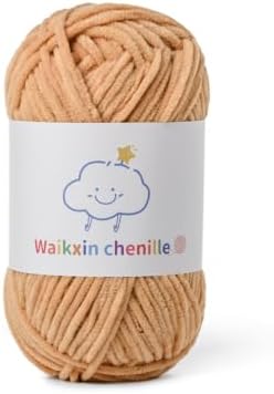 Skinny Chenille Yarn for Crocheting, 1.75 oz/ 109 yds Amigurumi Yarn&Baby Yarn for Crocheting Soft, Fluffy Fingering Weight Velvet Yarn for DIY Crafts&Baby Blankets.(Khaki)