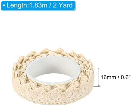 PATIKIL 0.6" Wide 2 Yards Self-Adhesive Lace Tape Lace Ribbon, 3 Pack Cotton Washi Trim Stickers Masking Decorative for Craft Scrapbook DIY Card Making, Beige