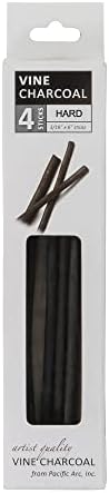 Pacific Arc Artist Vine Charcoal Sticks and Smooth Drawing Charcoal Parent (Hard 4 Pack)