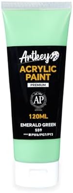 Artkey Acrylic Paint - Emerald Green (120 ml/4.06 oz) Tubes, Rich & Vibrant Pigments, Professional Artists Acrylic Paints - Art Supplies for Canvas Wood Rock Clay Fabric Ceramics Art Crafts Painting