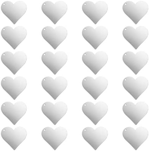 ImpressArt - Premium Metal Stamping Blanks for Metal Stamping and Jewelry Making (24 Pack) (3/4" Heart w/Hole, Alkeme)