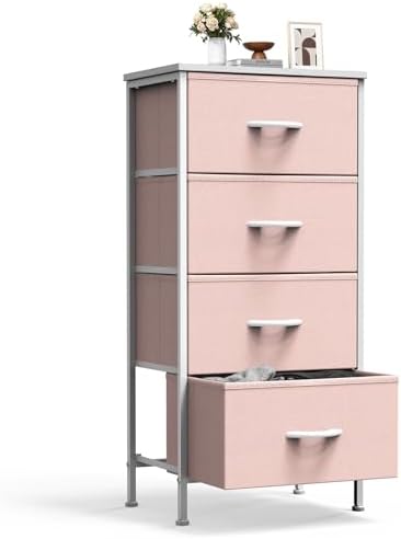 Sweetcrispy Dresser for Bedroom, 4 Drawer Storage Cabinet, Tall Nightstand