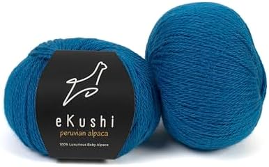 100% Baby Alpaca Yarn for Knitting & Crocheting - Set of 2 Skeins of Premium Yarn DK - Lightweight, Hypoallergenic & Thermal Peru Made - Ideal for Delicate Projects (BL002 - Deep Ocean Blue)