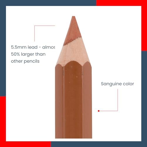 Jerry's Artarama Jumbo Jet Charcoal Pencil, 5.5mm Lead - Durable, Oversized Pencil for Sketching, Outlines & Technical Drawing, Perfect for Kindergarten & Art Enthusiasts - Sanguine