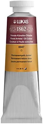 Lukas 1862 Professional German Oil Paint, Permanent Yellow Deep 37 mL - w/Beeswax & Non-Yellowing Sunflower Oil, Short Drying Time, Smooth, Outstanding Lightfastness