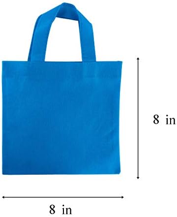 Super Z Outlet Assorted Colorful Solid Blank Fabric Tote Party Gift Bags Rainbow with Handles for Birthday Favors, Snacks, Decoration, Arts & Crafts, Event Supplies (12 Pack)(8" Inches)