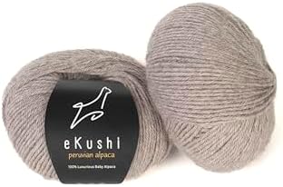 100% Baby Alpaca Yarn for Knitting & Crocheting - Set of 2 Skeins of Premium Yarn DK - Lightweight, Hypoallergenic & Thermal Peru Made - Ideal for Delicate Projects (M032 - Warm Grey)