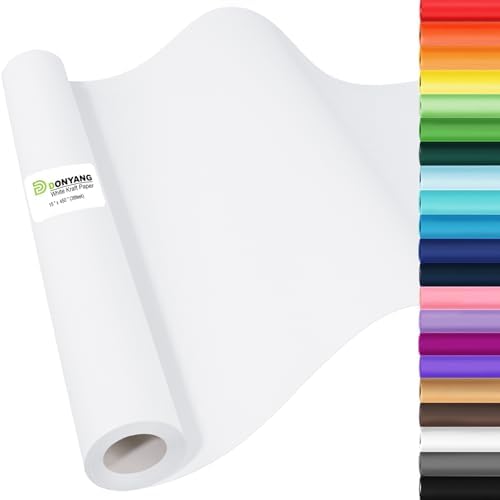 White Wrapping Paper Craft Kraft Paper Roll 15" x 450",Bulletin Board Paper