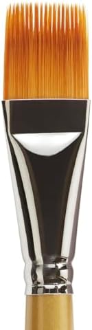 KINGART Premium Original Gold 9120-1/4 RAKE Series Artist Brush, Golden Taklon Synthetic Hair, Short Handle, for Acrylic, Watercolor, Oil and Gouache Painting, Size 1/4"