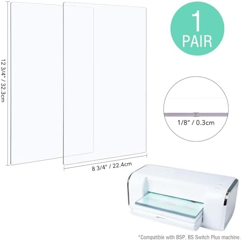 1Pair Cutting Pads, 12.75"x8.75"x0.12" Clear Polycarbonate Plastic Cutting Plates Compatible with Big Shot Plus&Big Shot Switch Plus Die-Cutting Machine, Die-Cutting and Embossing Pad Replacements