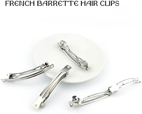 50 PCS 80 MM Iron Blank French Barrette Hair Clips for DIY Hair Clip Craft Bows, Silver Tone