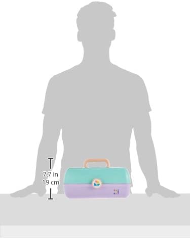 Caboodles On-The-Go Girl Makeup Box, Seafoam on Lavender, Hard Plastic Makeup Organizer Box, Built-In Mirror, Secure Latch for Safe Travel, Spacious Storage for Large Items